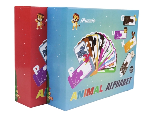 Eco caçoa cartões de harmonização do ABC do alfabeto animal de papel educacional do enigma de serra de vaivém para pessoas de 3+ anos