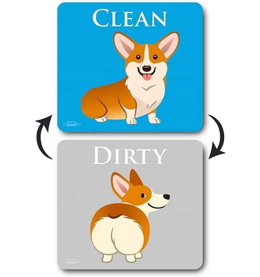 sinal sujo da máquina de lavar louça limpa suja animal reversível do ímã dos desenhos animados para a cozinha
