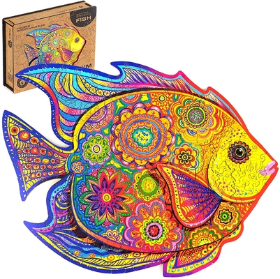 Enigmas de serra de vaivém de madeira animais mágicos amigáveis de Eco que brilham peixes