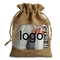 Saco do Natal do cordão de Logo Customized Burlap Favor Bags com janela clara